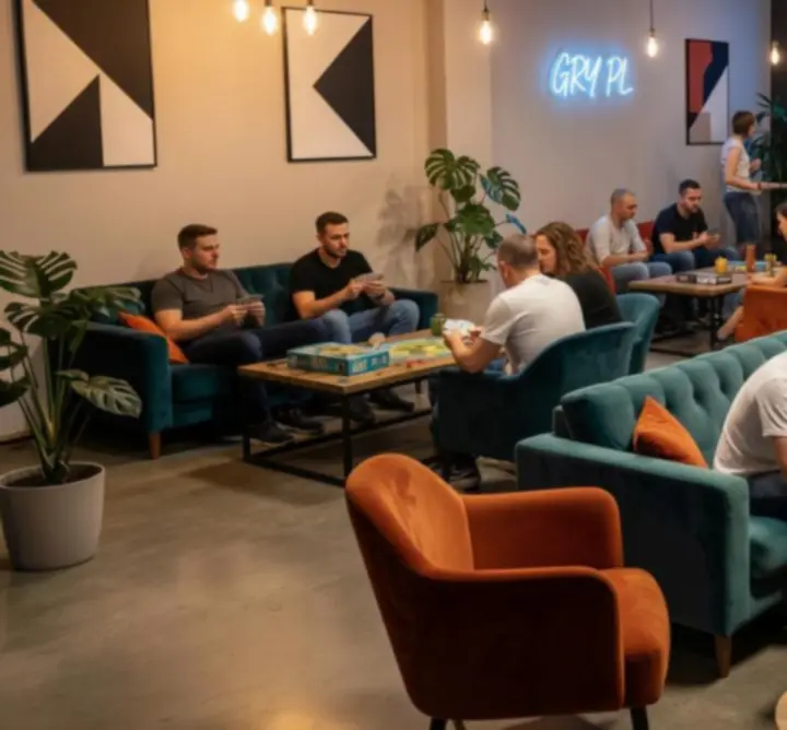 Wnętrze lounge w KLUB CIRCLE ZONE przygotowane do gier towarzyskich